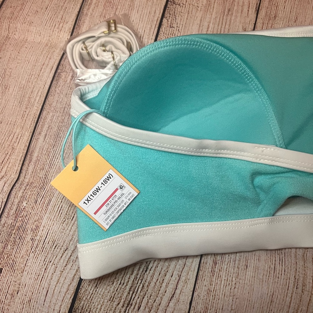SALE-NWT Teal & White Bikini, 1X (16W-18W) Swim Suit, plus size, FINAL MARKDOWN! - Picture 4 of 7